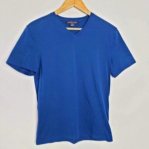 Michael Kors Blue V Neck Short Sleeve Shirt S